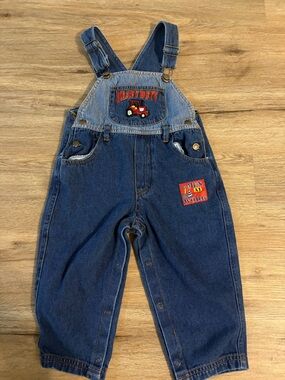 Kids Denim Overalls with Red Tractor Patch - Unbranded